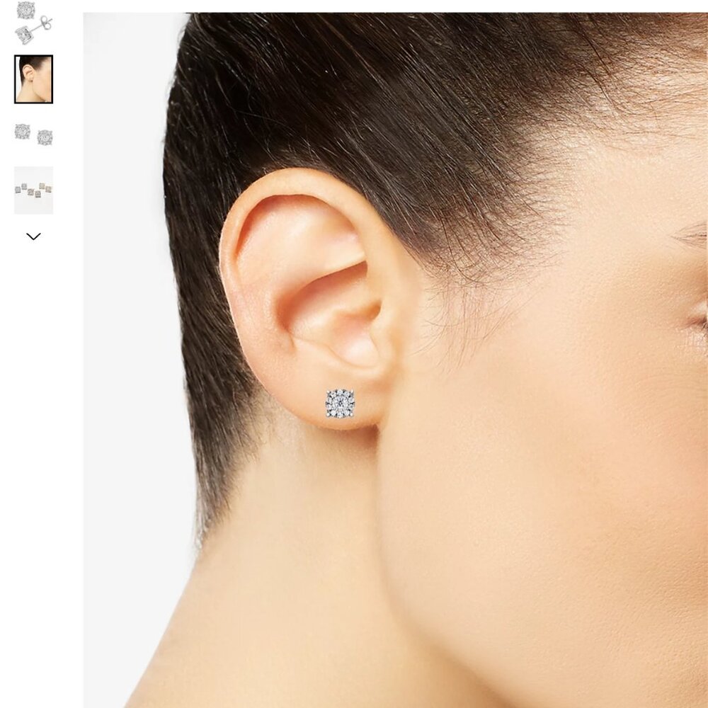 Natural Diamond Stud Earrings, 14K Yellow Gold